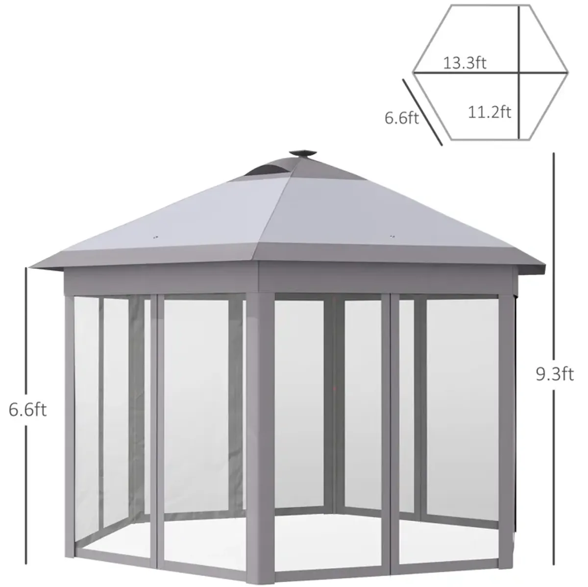 LED-Lit Outdoor Pavilion: Hexagonal Gazebo with Remote Control