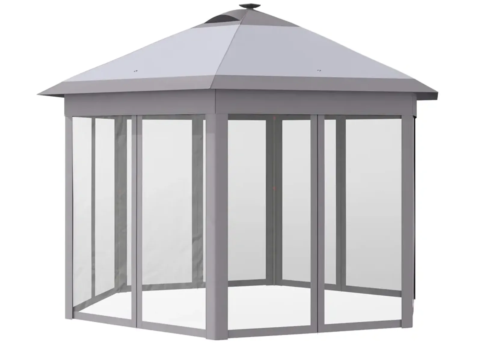 LED-Lit Outdoor Pavilion: Hexagonal Gazebo with Remote Control