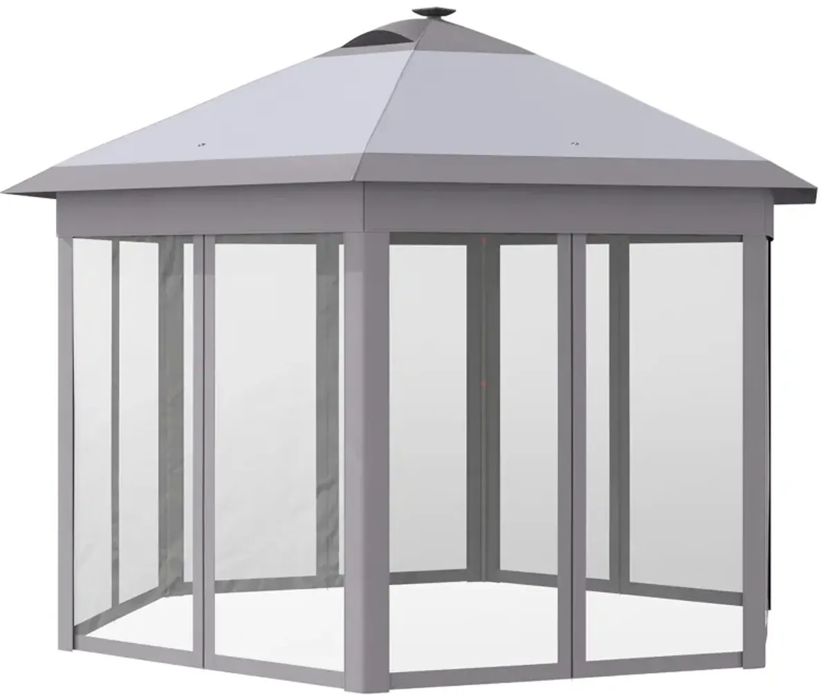 LED-Lit Outdoor Pavilion: Hexagonal Gazebo with Remote Control