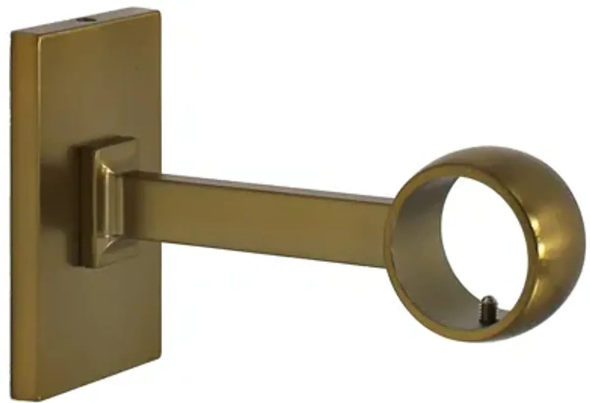 Linen Avenue Single Rod Decorative Bracket Rectangle, 3 Pack Brass