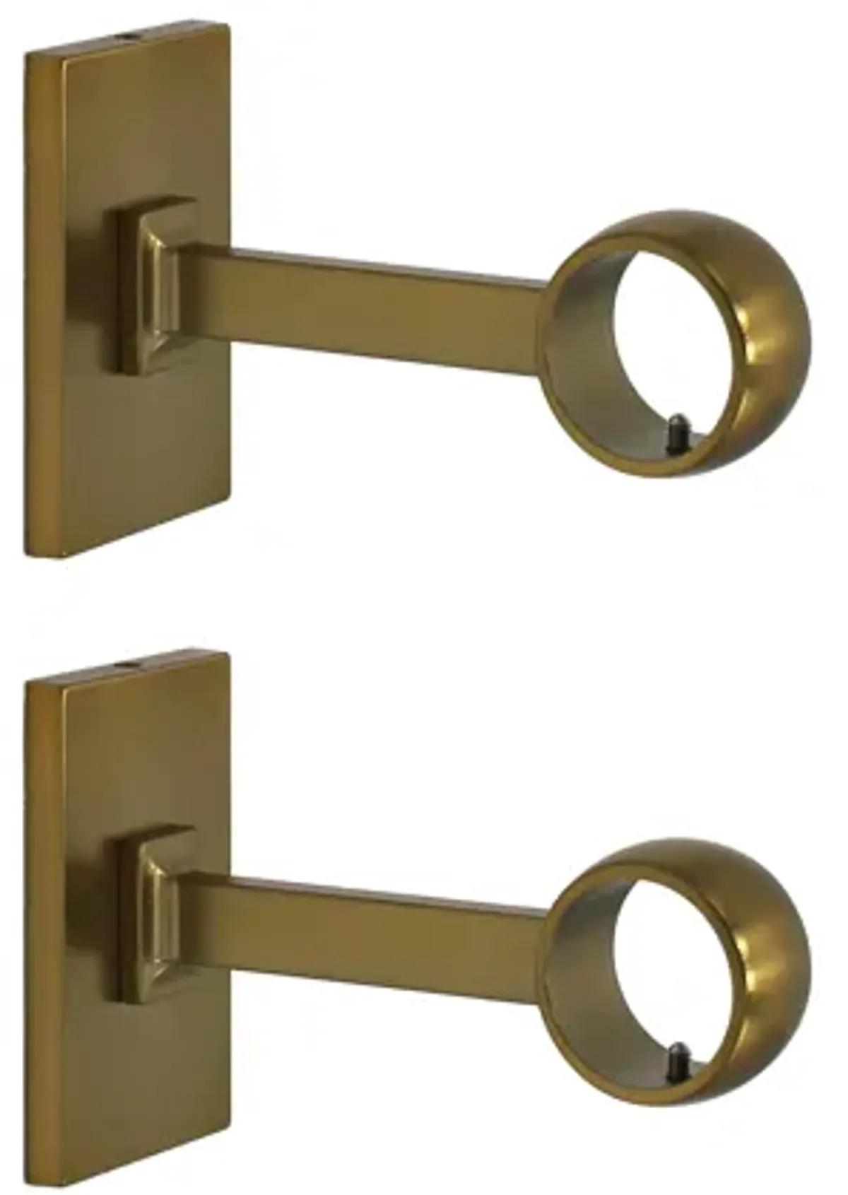 Linen Avenue Single Rod Decorative Bracket Rectangle, 3 Pack Brass