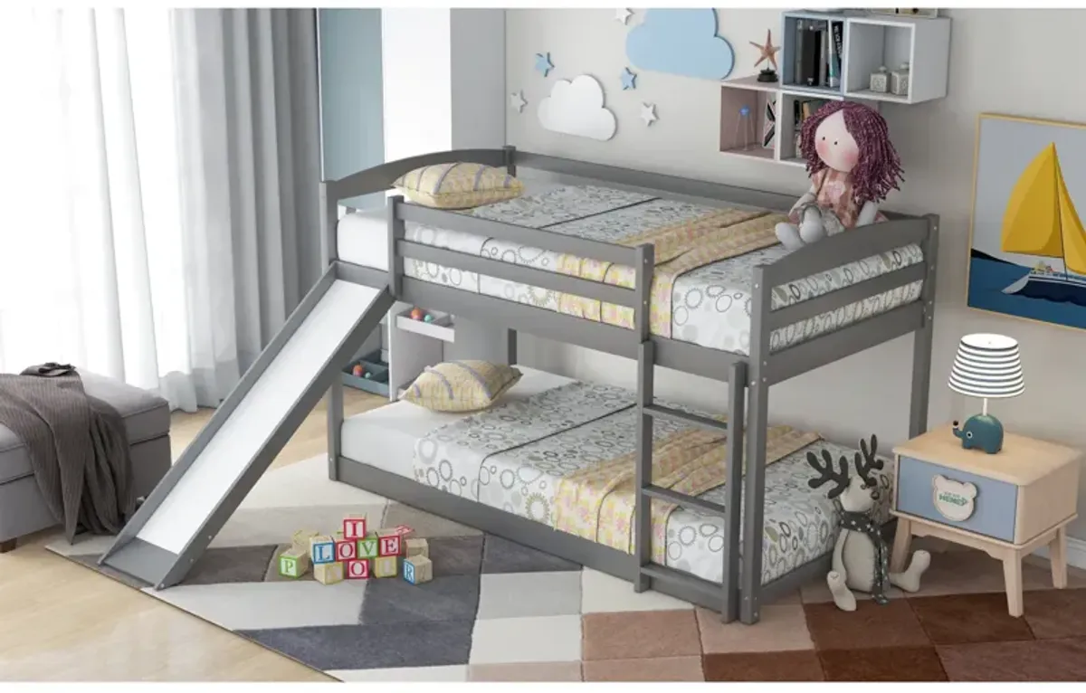 Twin over Twin Bunk Bed with Convertible Slide and Ladder