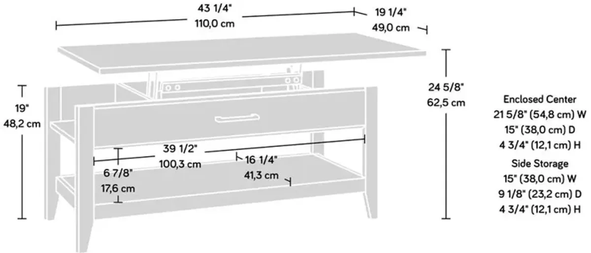 Sauder Summit Station Lift Top Coffee Table Pep