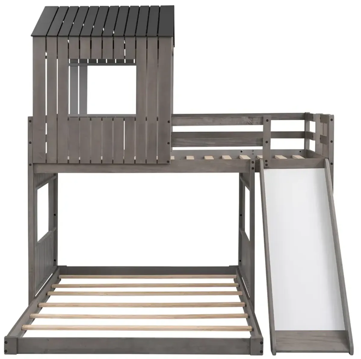 Merax Playhouse Bunk Bed with Slide