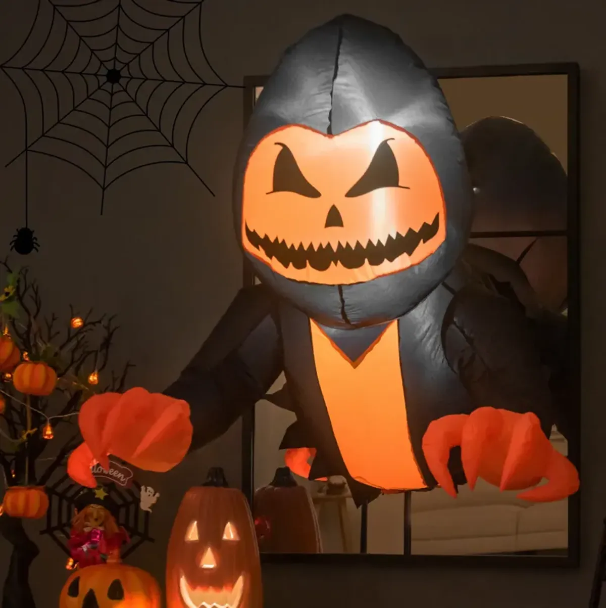 3.3 Feet Halloween Inflatable Pumpkin Head Ghost Broke Out from Window