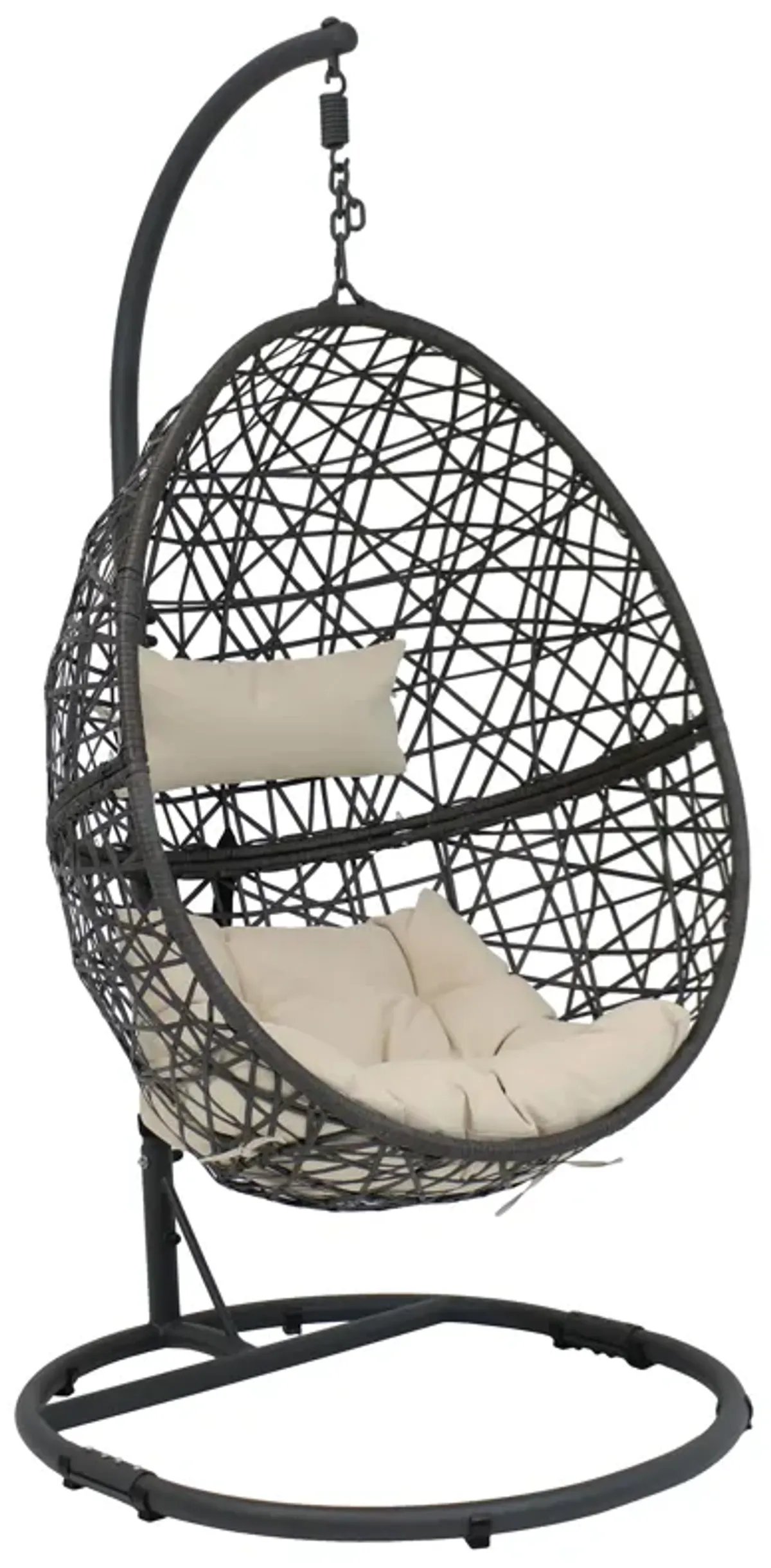 Sunnydaze Resin Wicker Hanging Egg Chair with Steel Stand/Cushions