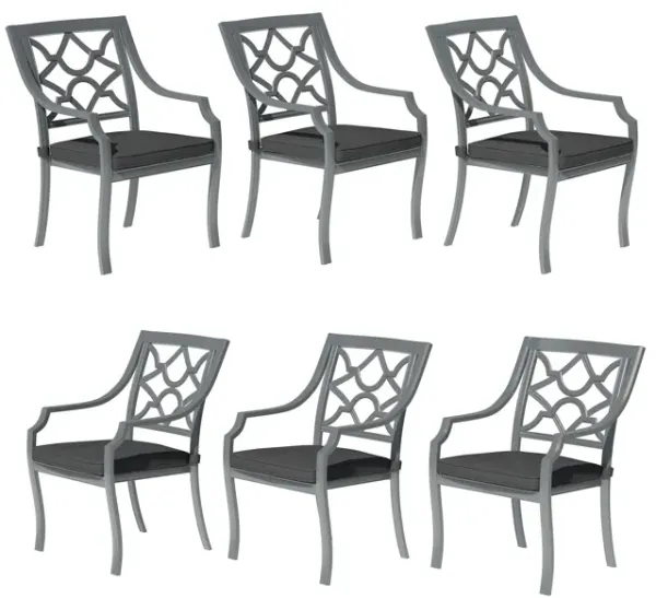 Mondawe Powder Coated Cast Aluminum Outdoor Dining Armchair with Cushion (Set of 6)
