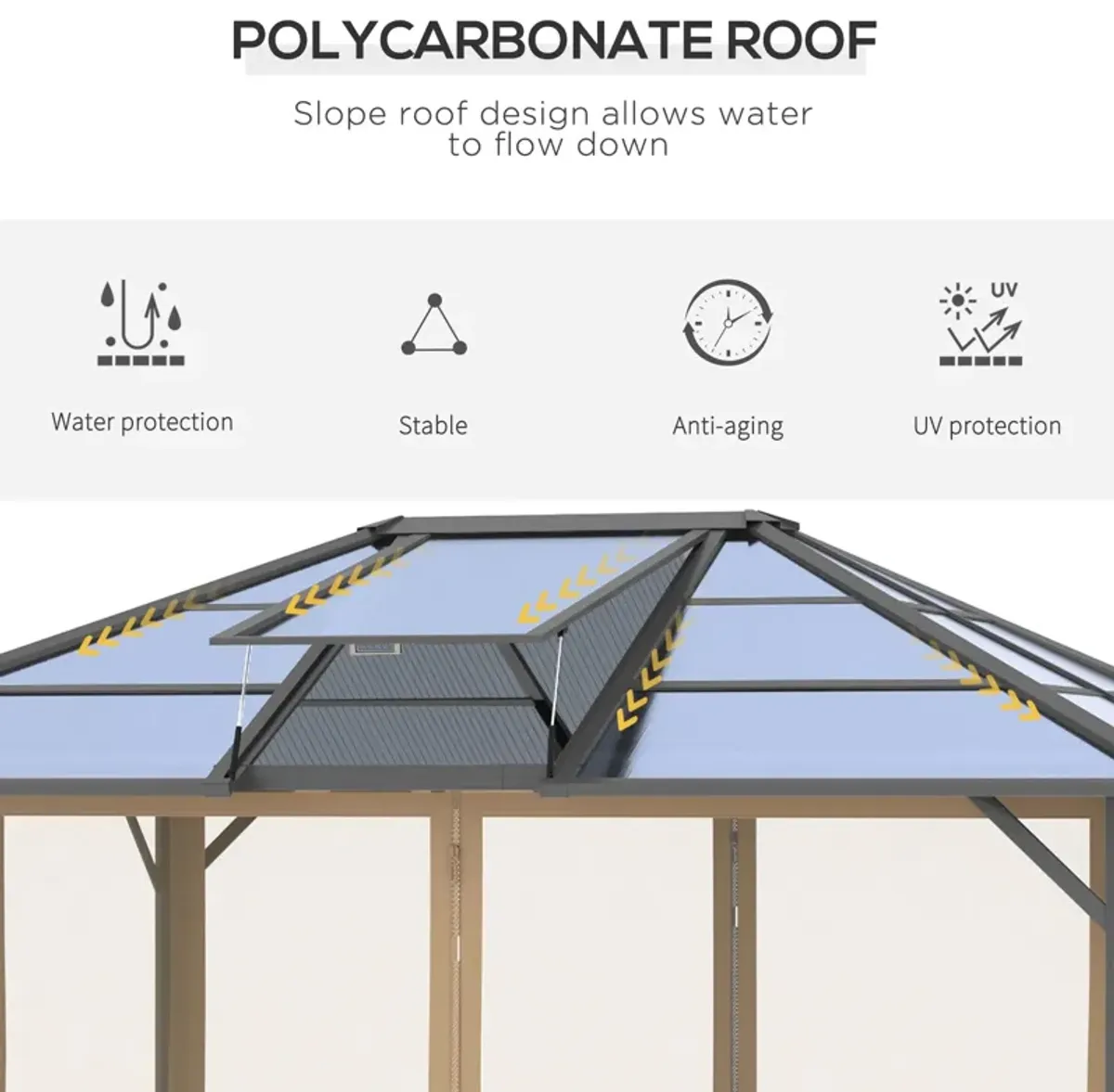 Grey Garden Structure: 12x10 Polycarbonate Hardtop Gazebo