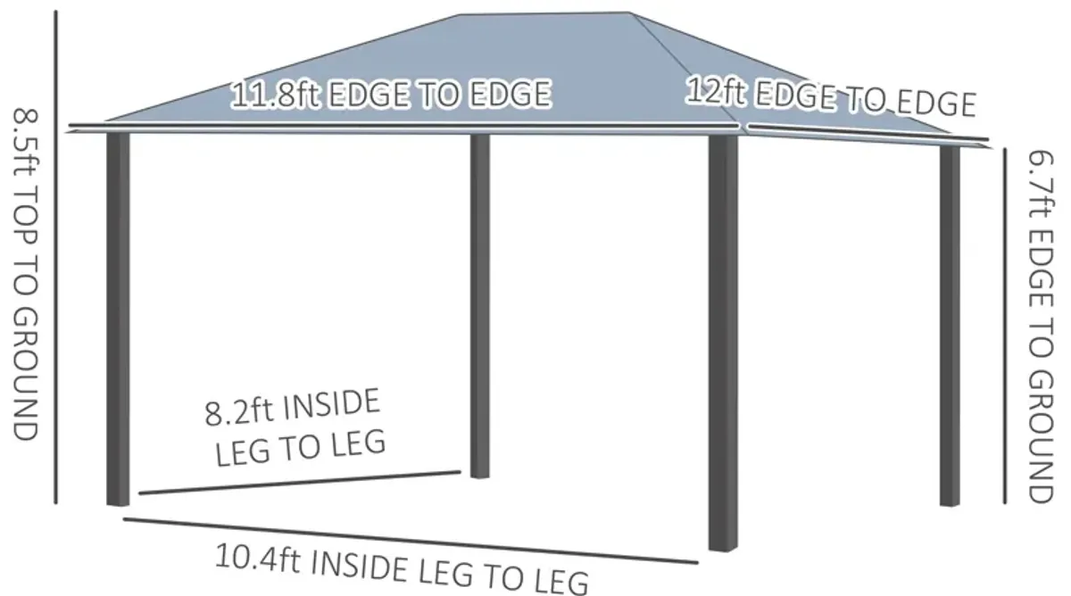 Grey Garden Structure: 12x10 Polycarbonate Hardtop Gazebo