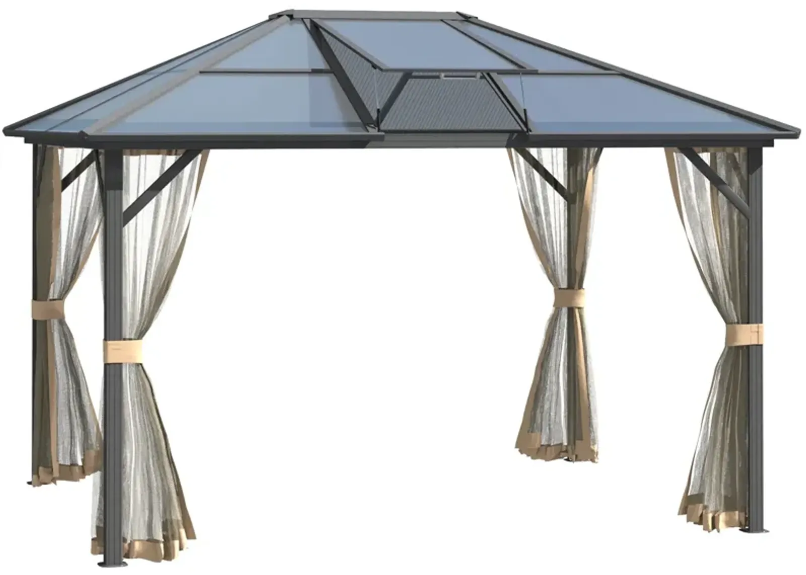 Grey Garden Structure: 12x10 Polycarbonate Hardtop Gazebo