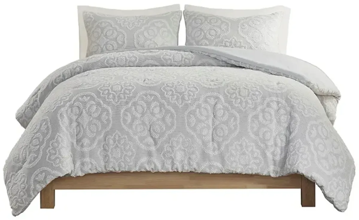 Gracie Mills Woodward Shabby Chic Tufted Medallion Comforter Set