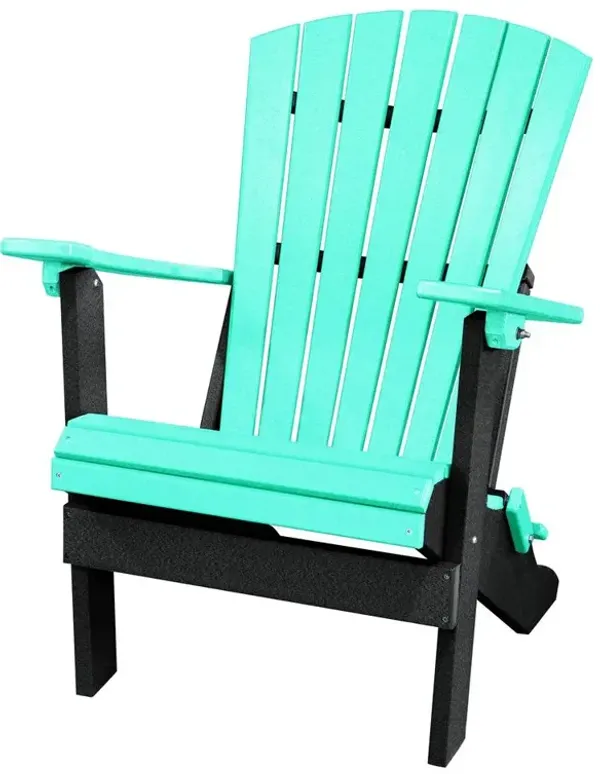 American Furniture Classics Fan Back Folding Adirondack Chair Made in the USA- Aruba, Black