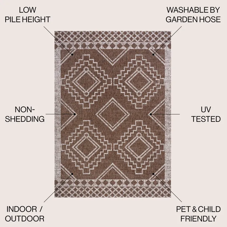 Marokko Diamond Tribal Medallion Indoor/Outdoor Area Rug