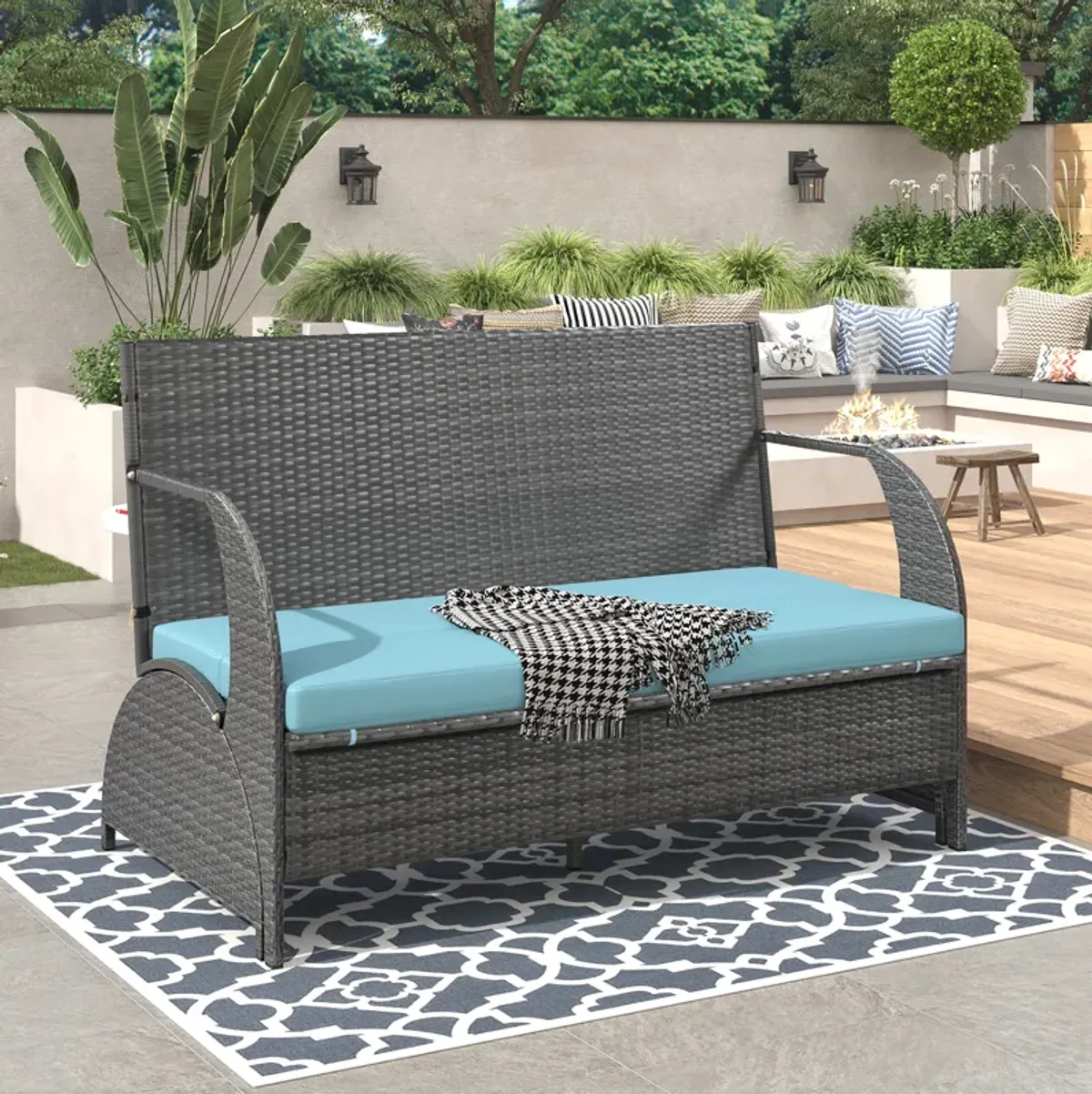 Merax Multi-functional  Outdoor Loveseat Rattan Set