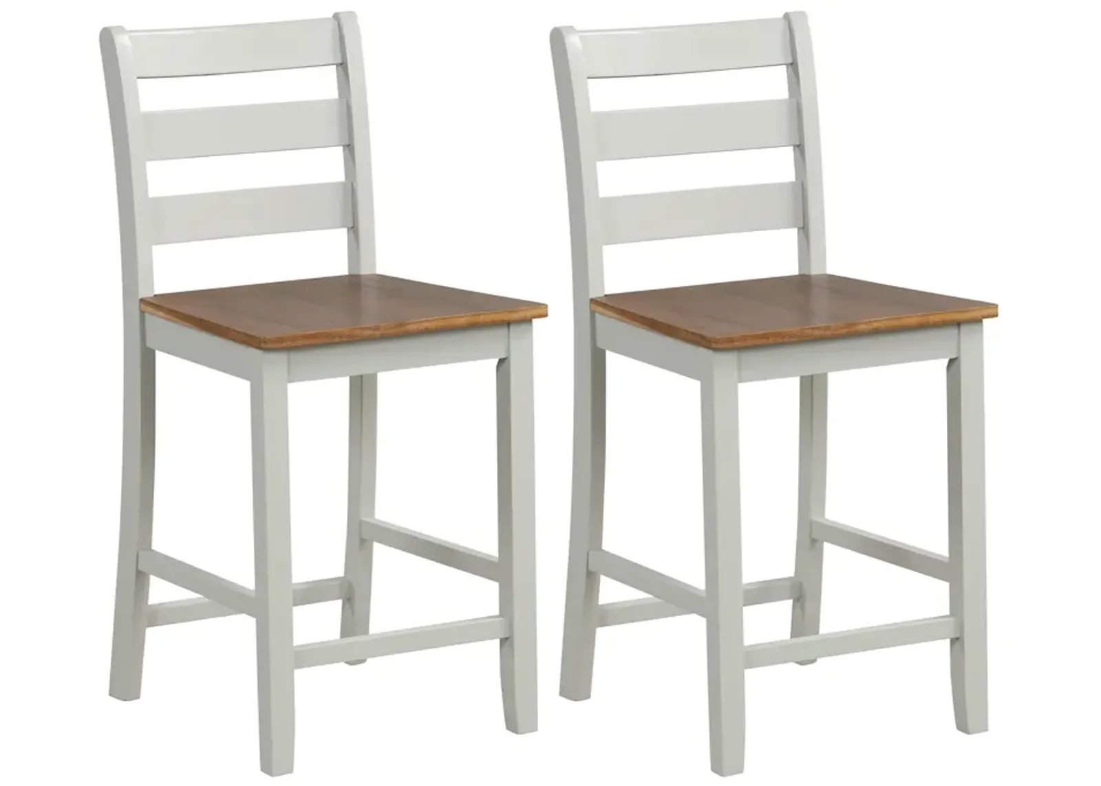 Set of 2 Counter Bar Stools with Inclined Backrest and Footrest Comfortable Seating for Kitchen or Bar