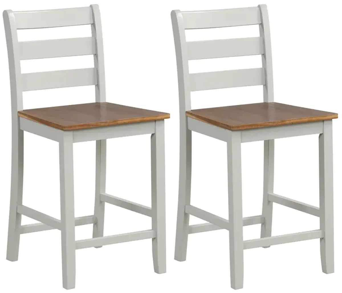 Set of 2 Counter Bar Stools with Inclined Backrest and Footrest Comfortable Seating for Kitchen or Bar