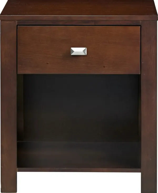 Riva One Drawer Nightstand in Chocolate Brown