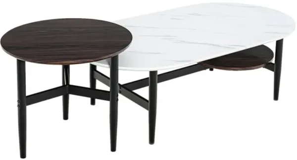 Hivvago Set of 2 Modern Nesting Coffee Table with Extra Storage Shelf-White