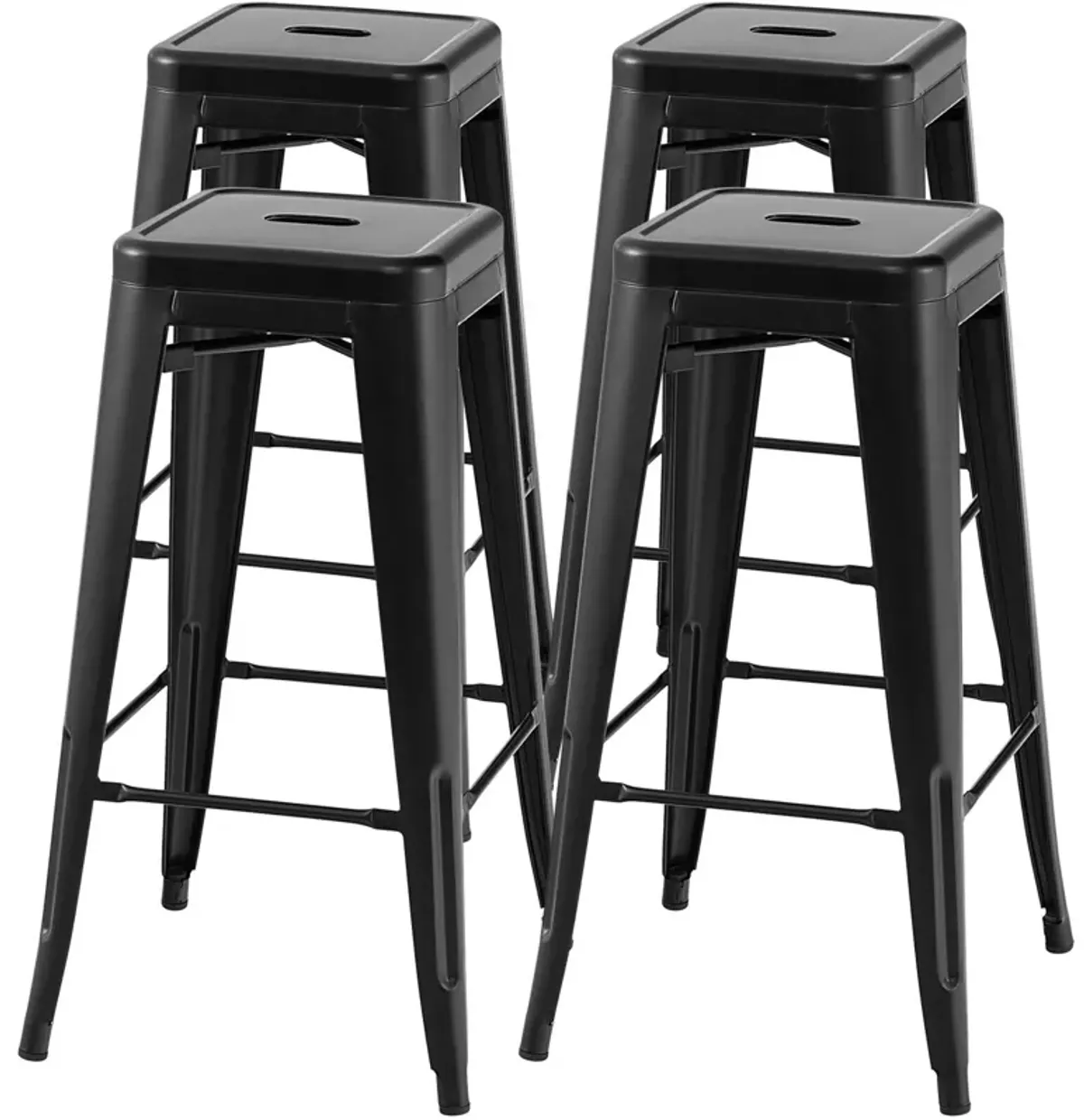 30 Inch Bar Stools Set of 4 with Square Seat and Handling Hole