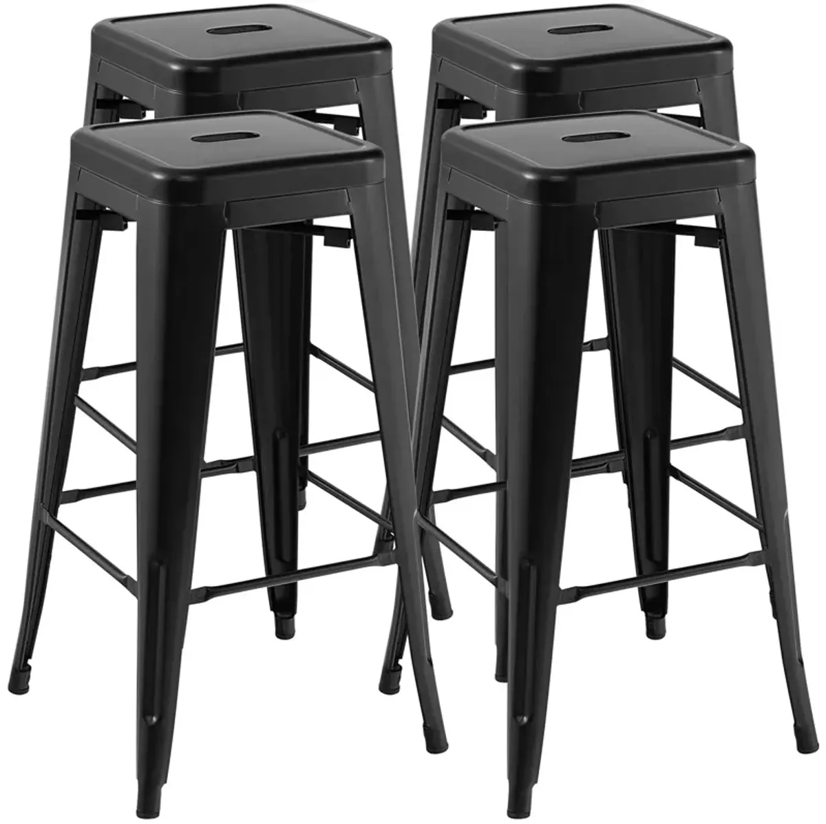 30 Inch Bar Stools Set of 4 with Square Seat and Handling Hole