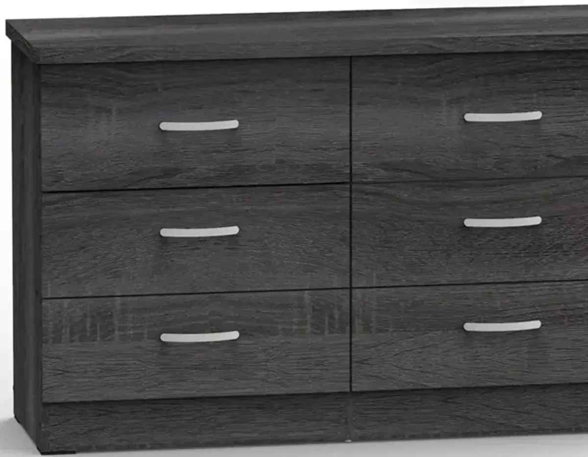 Better Home Products DD & PAM 6 Drawer Engineered Wood Bedroom Dresser Gray