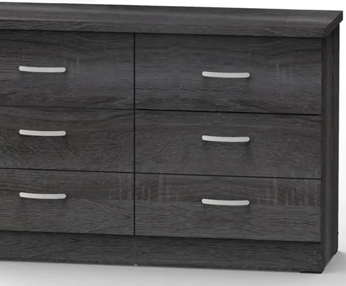 Better Home Products DD & PAM 6 Drawer Engineered Wood Bedroom Dresser Gray