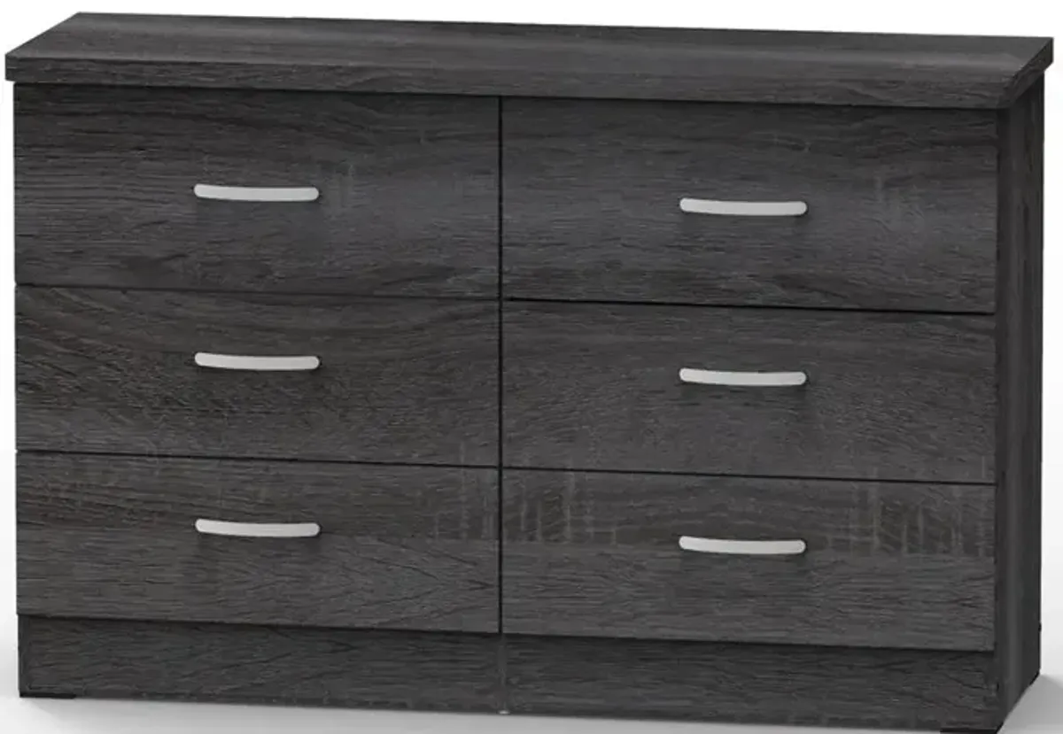 Better Home Products DD & PAM 6 Drawer Engineered Wood Bedroom Dresser Gray