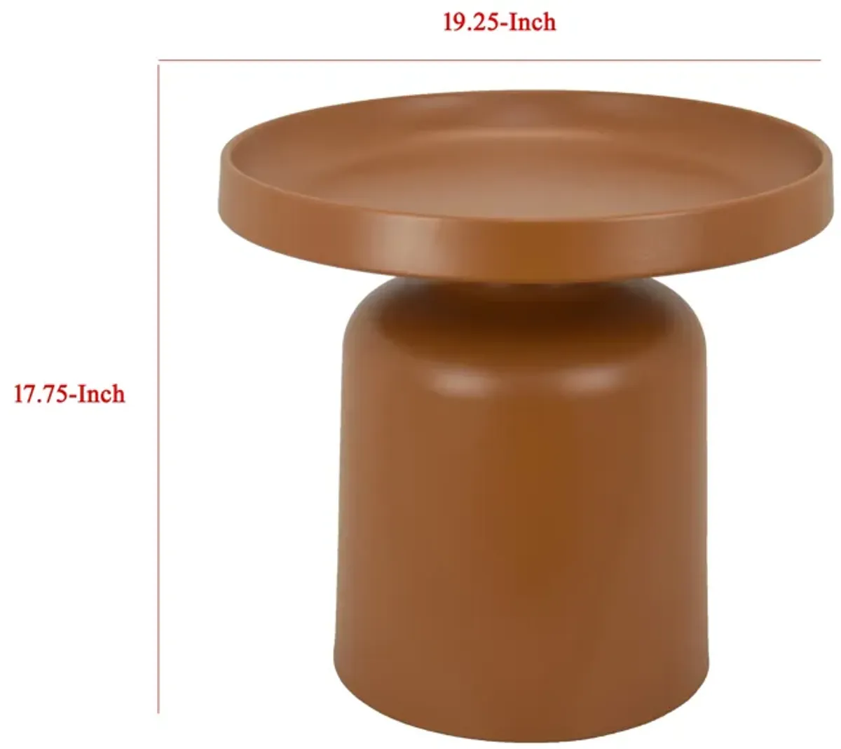 Ricca Plant Stand Table, Brown Metal, Round 19 Inch Top, Pedestal Base - Benzara