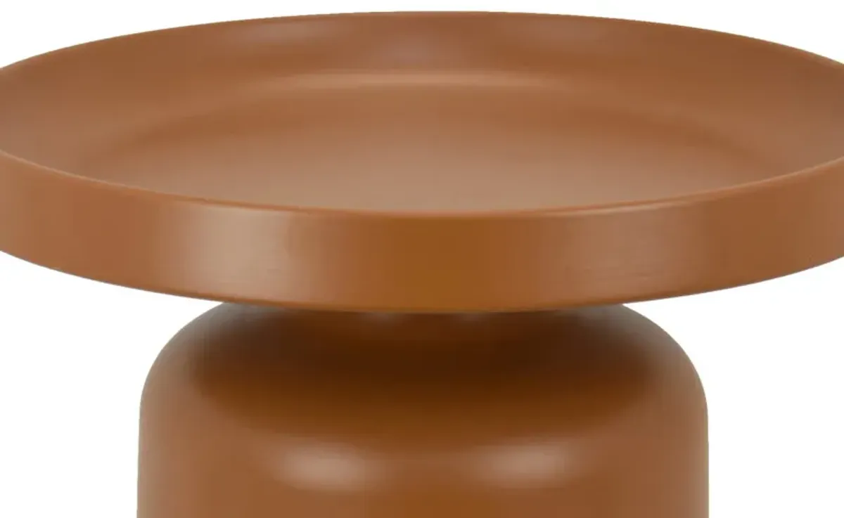 Ricca Plant Stand Table, Brown Metal, Round 19 Inch Top, Pedestal Base - Benzara