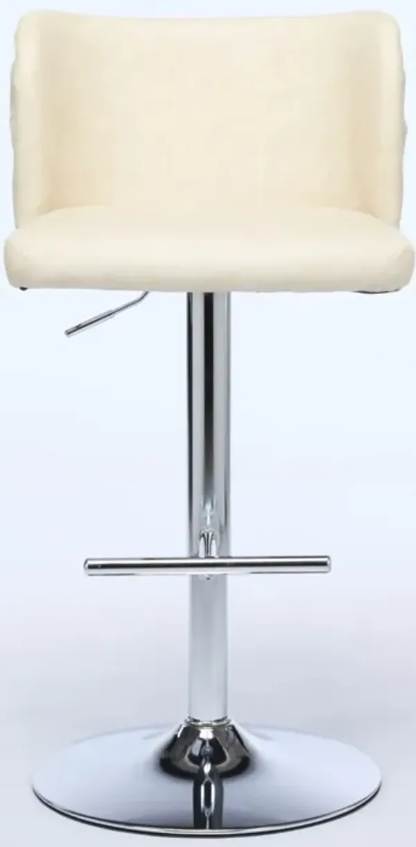 Streamdale Adjustable Swivel Barstools with Tufted Back, Beige (Set of 2)