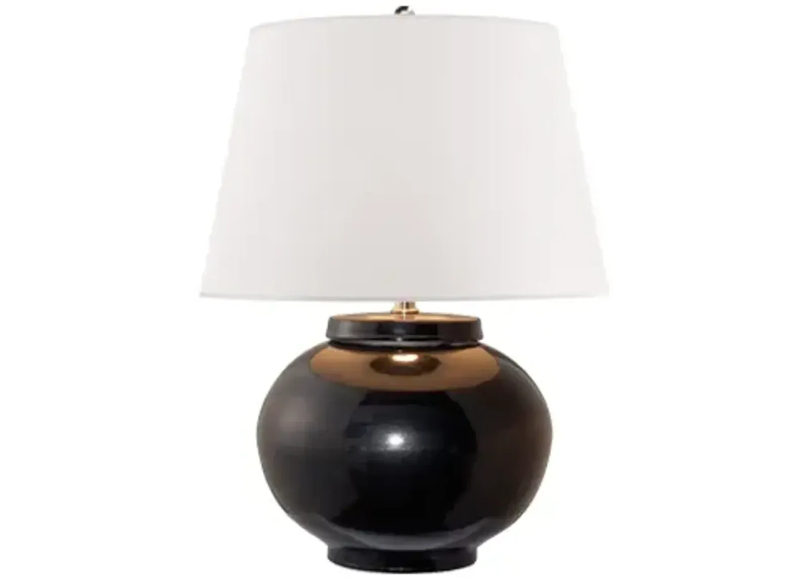 Carter Small Table Lamp in Black Porcelain with White Paper Shade