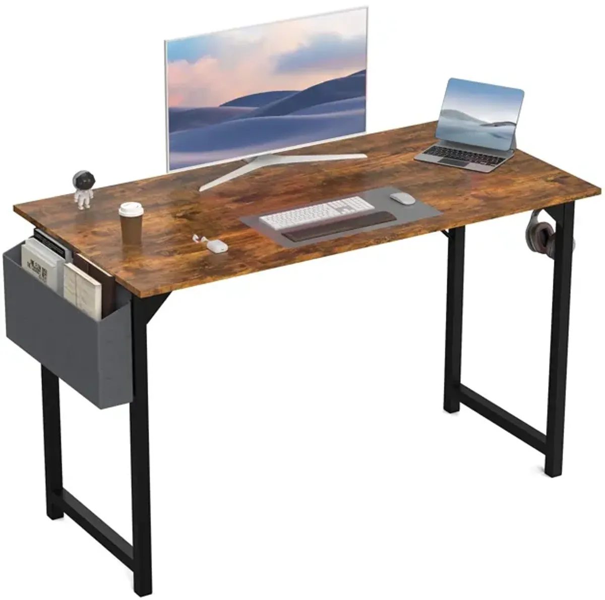 DUMOS 48 Inch Office Computer Desk Modern Simple Style Writing Study Work Table for Home Bedroom - Wood Brown