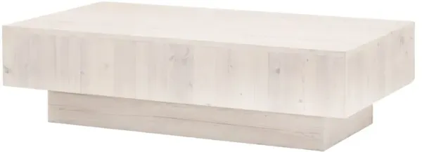 Rexi 54 Inch Modern Wood Coffee Table, Rectangular Plinth Platform, White-Benzara