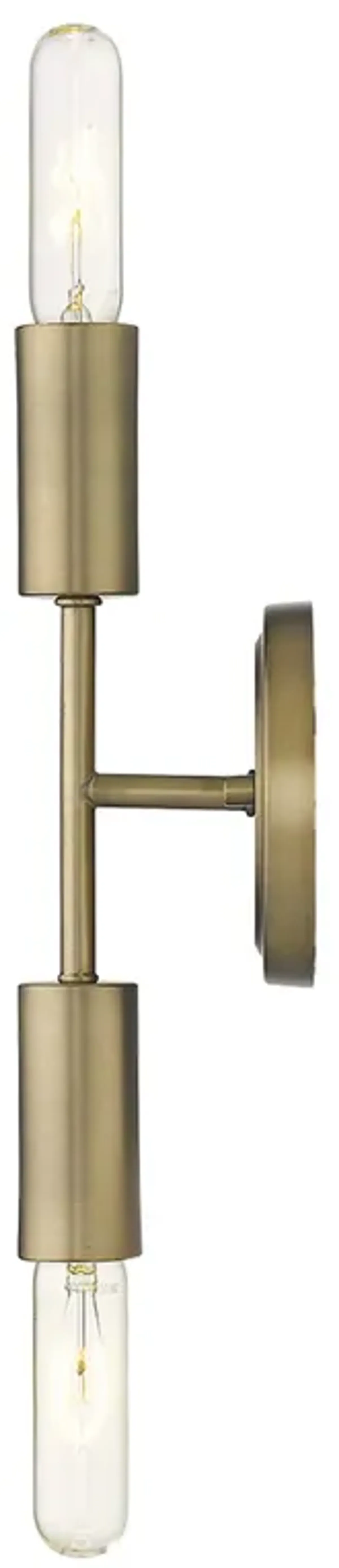 Hivvago Two Light Dull Gold Narrow Bulb Wall Light