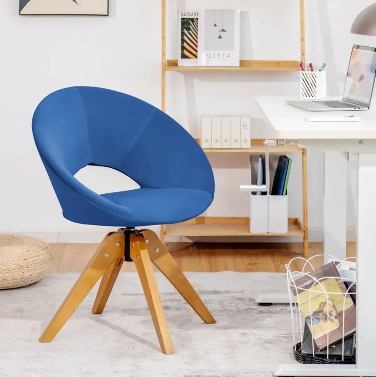 Swivel Accent Chair with Oversized Upholstered Seat for Home Office