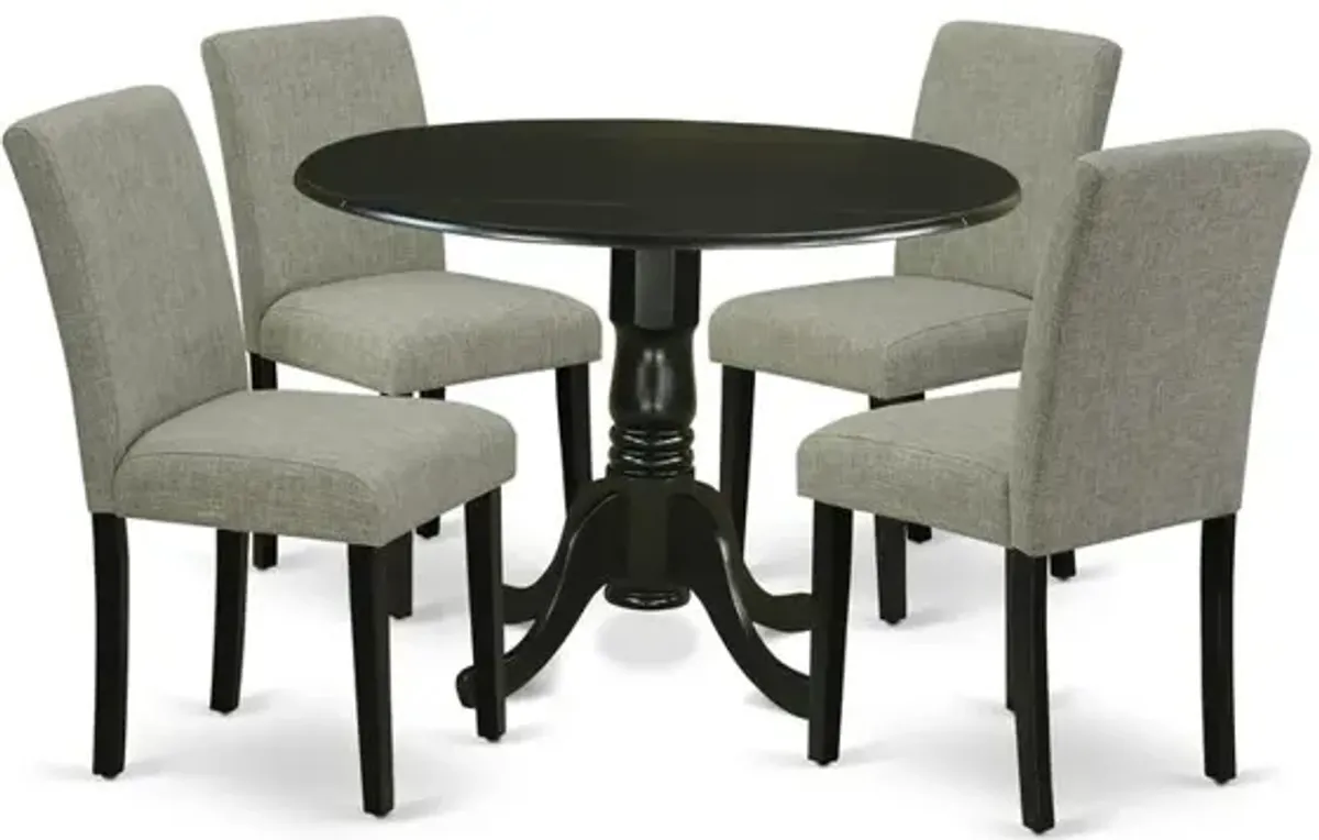 East West Furniture Dining Room Set Black, DLAB5-BLK-06