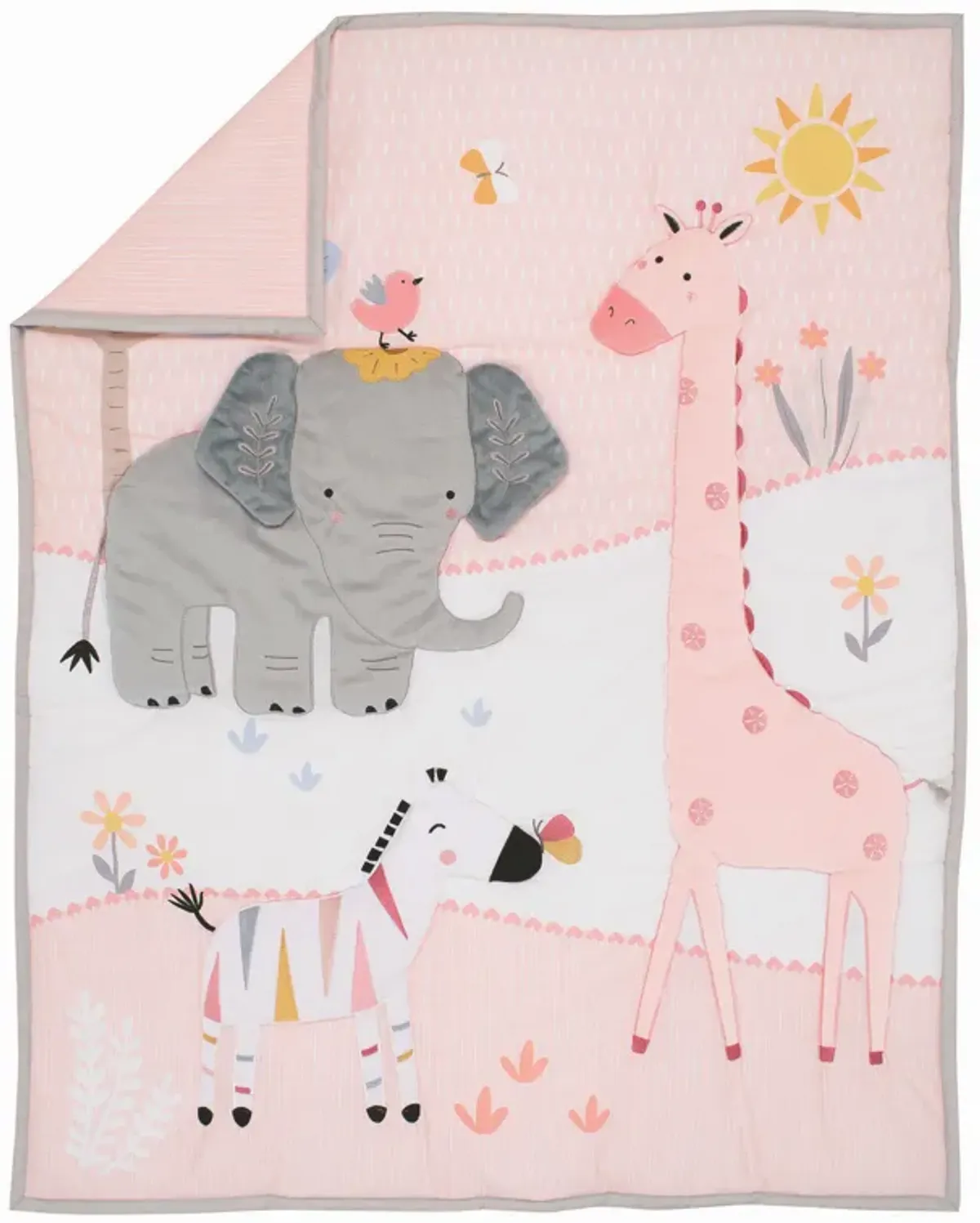 Lambs & Ivy Jazzy Jungle 3-Piece Safari Animals Pink Baby Crib Bedding Set