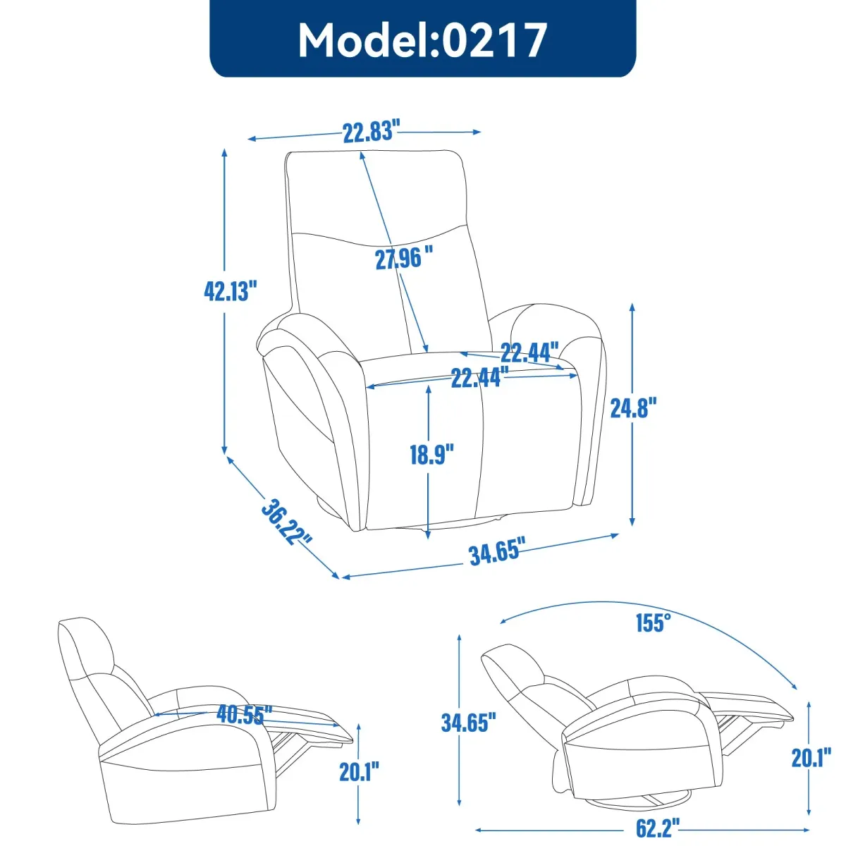 Mondawe Leatheraire 270° Swivel and Rocker Power Recliner Chair with Lumbar Support，USB and Type-C Ports