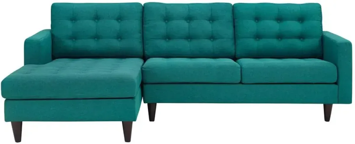 Empress Left-Facing Upholstered Fabric Sectional Sofa - Teal