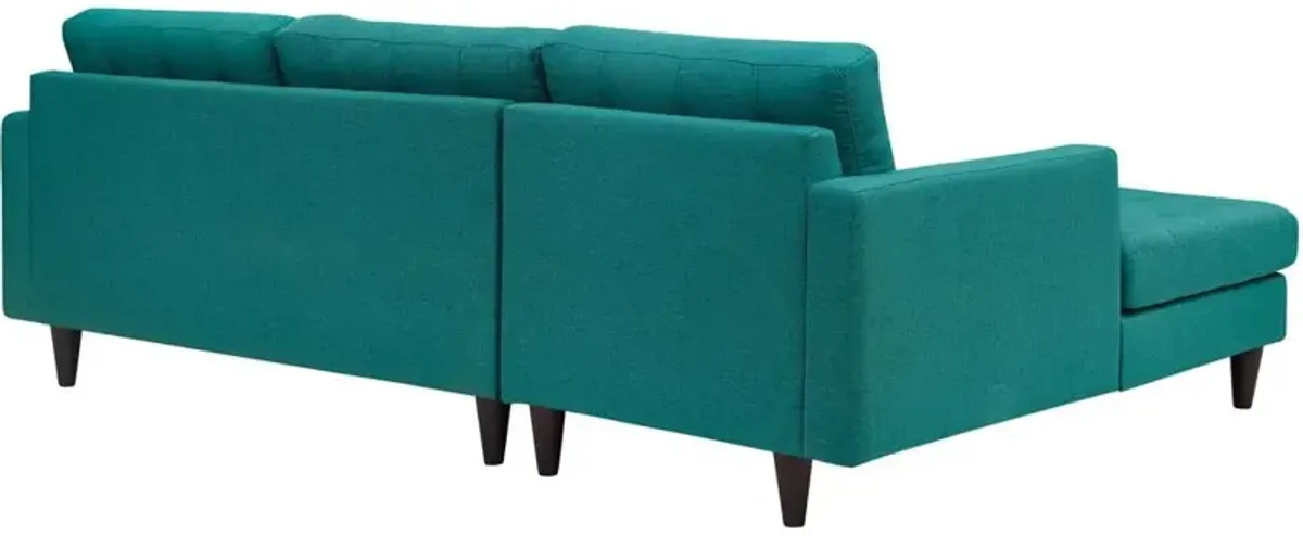 Empress Left-Facing Upholstered Fabric Sectional Sofa - Teal