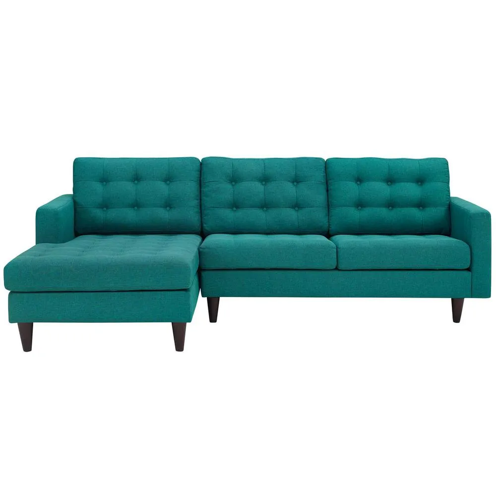 Empress Left-Facing Upholstered Fabric Sectional Sofa - Teal