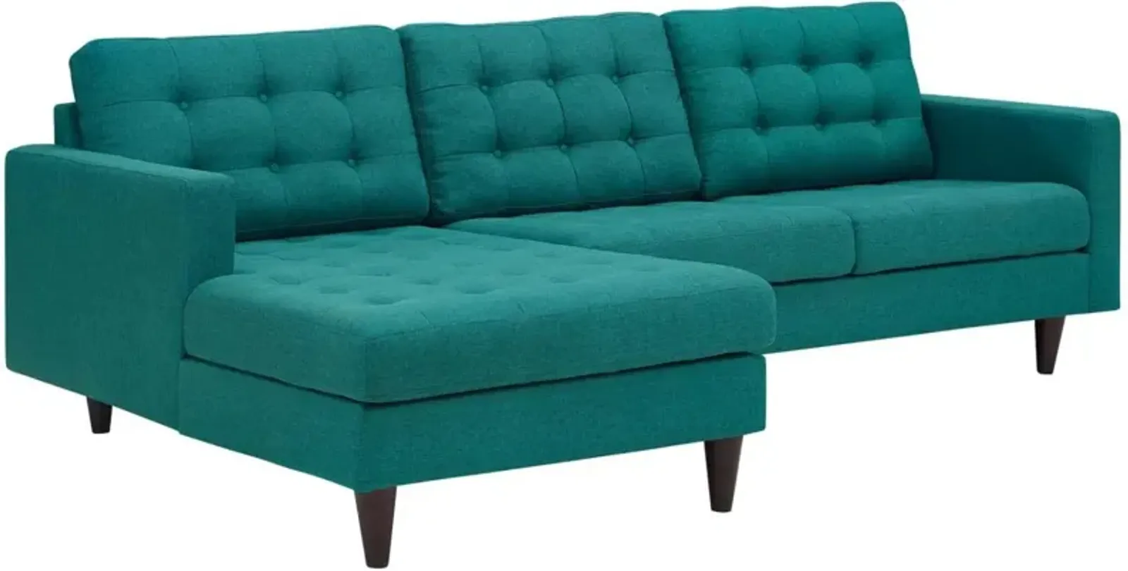 Empress Left-Facing Upholstered Fabric Sectional Sofa - Teal