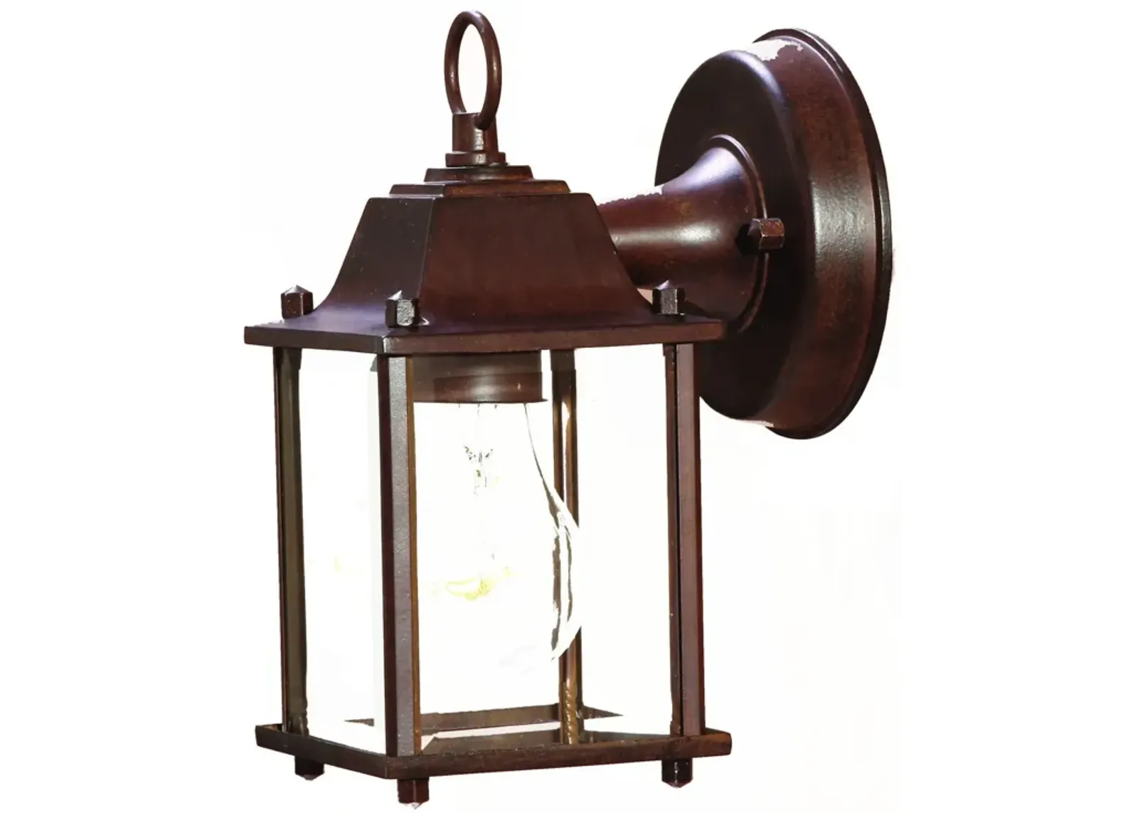 Homezia Dark Brown Hanging Glass Lantern Wall Light