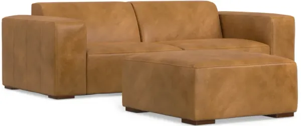 Rex 2-Seater Modular Sofa and Ottoman Set in Genuine Leather