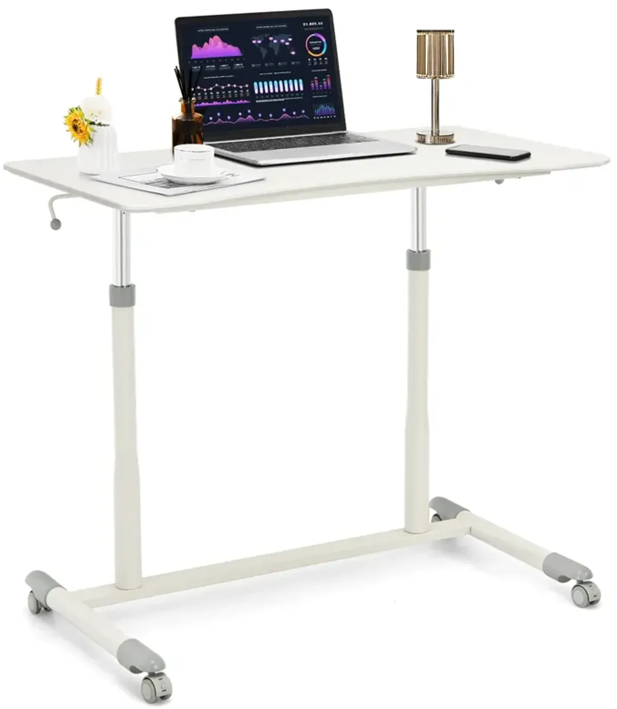 Height Adjustable Computer Desk Sit to Stand Rolling Notebook Table