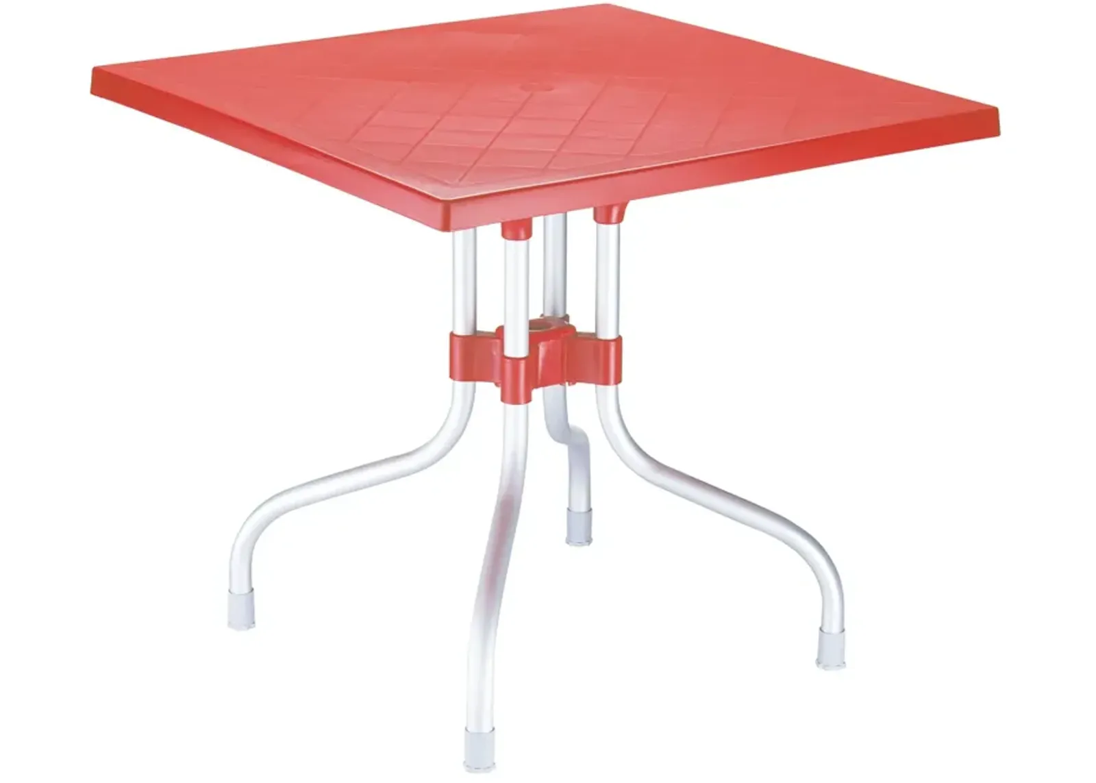 31" Red and Silver Patio Square Folding Dining Table