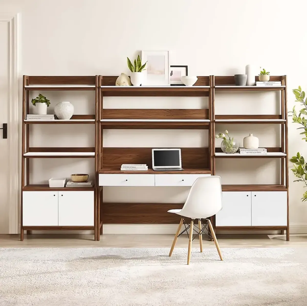 Bixby 3-Piece Wood Office Desk and Bookshelf