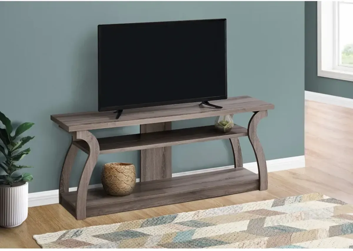 Monarch Specialties I 2666 Tv Stand, 60 Inch, Console, Media Entertainment Center, Storage Shelves, Living Room, Bedroom, Laminate, Brown, Contemporary, Modern