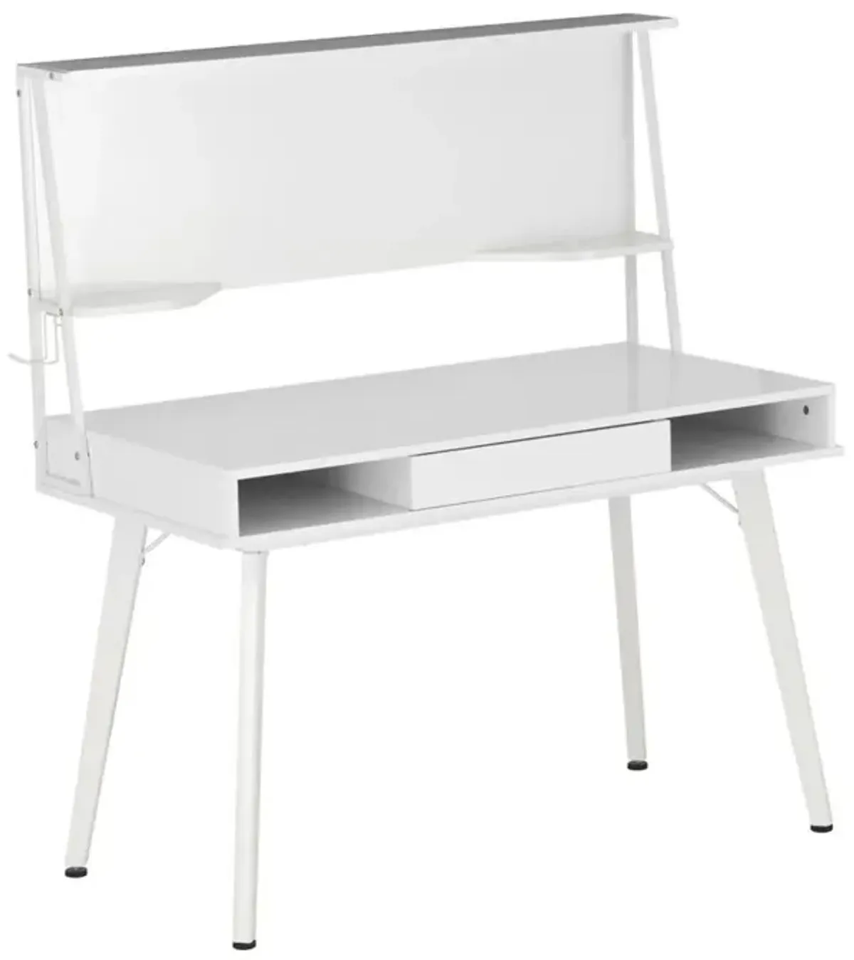 Techni Mobili Study Computer Desk with Storage & Magnetic Dry Erase White Board, White