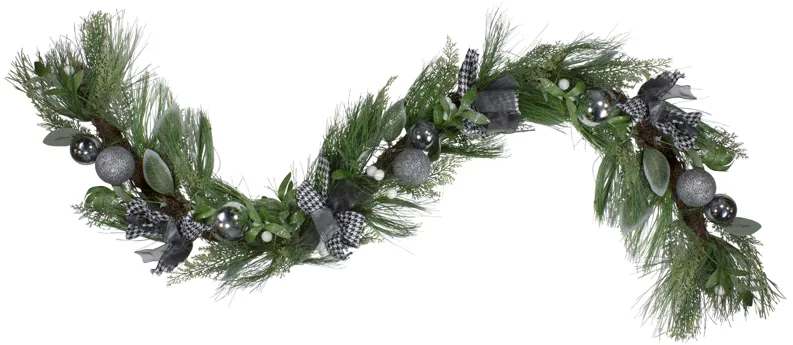 6' x 12" White Berries and Plaid Bows Artificial Christmas Garland - Unlit